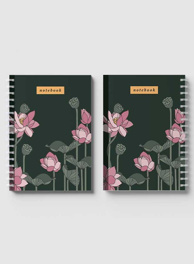 لوحة دفتر ملاحظات بسلك حلزوني للمدرسة أو تدوين ملاحظات العمل يحتوي على 60 ورقة - بتصميم زهور متعدد الألوان - Image 4