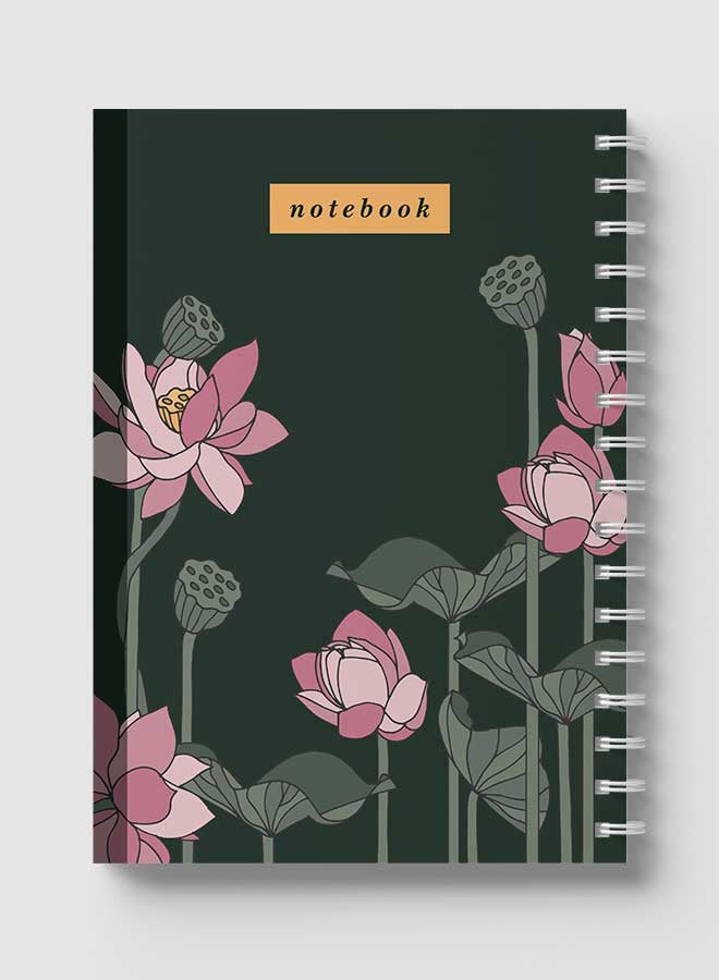 لوحة دفتر ملاحظات بسلك حلزوني للمدرسة أو تدوين ملاحظات العمل يحتوي على 60 ورقة - بتصميم زهور متعدد الألوان - Image 5