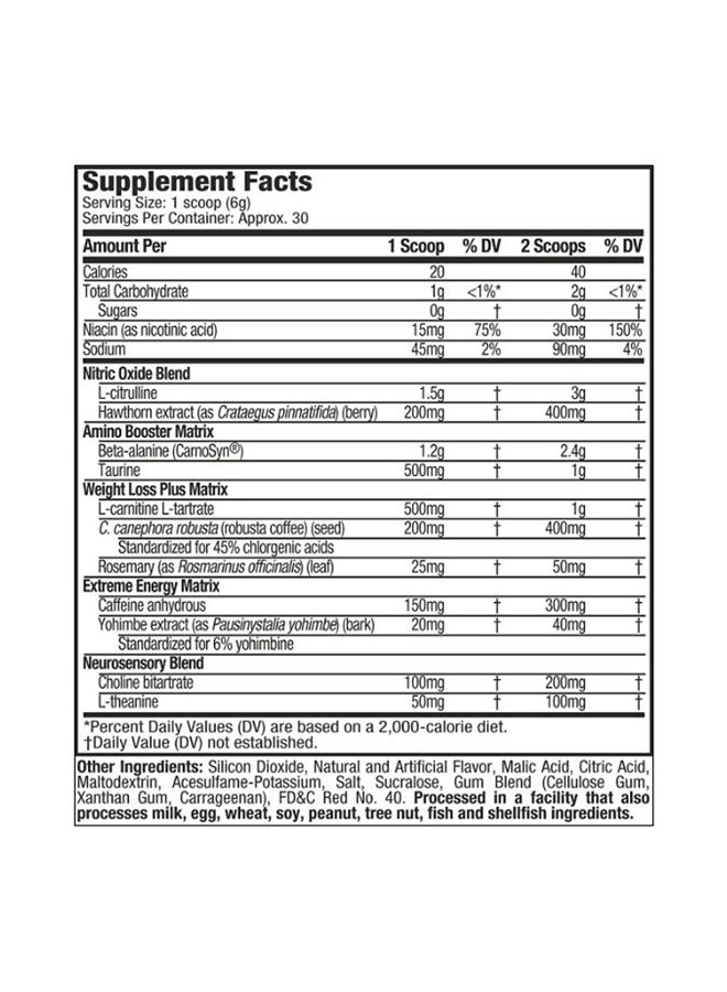 MuscleTech - Vapor X5 Ripped Pre-Workout - Strawberry Limeade - 30 Servings - Image 1
