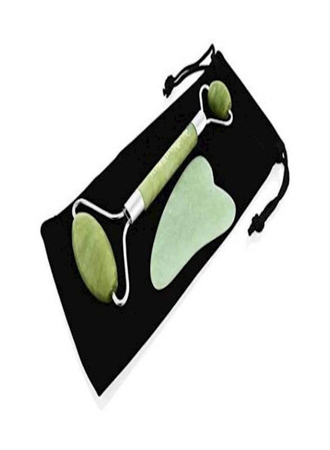 Generic - 2-Piece Jade Roller Massager With Facial Tool Set Green - Image 1