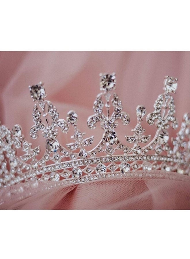 Generic Royal Wedding Crystal Crown Silver 10.6 x 4.7 x 2.1inch  - Image 5