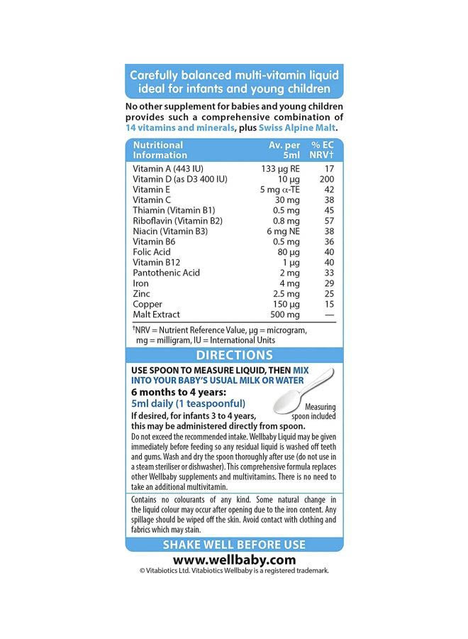 Vitabiotics - Wellbaby Multi-Vitamin Liquid 150ml - Image 1