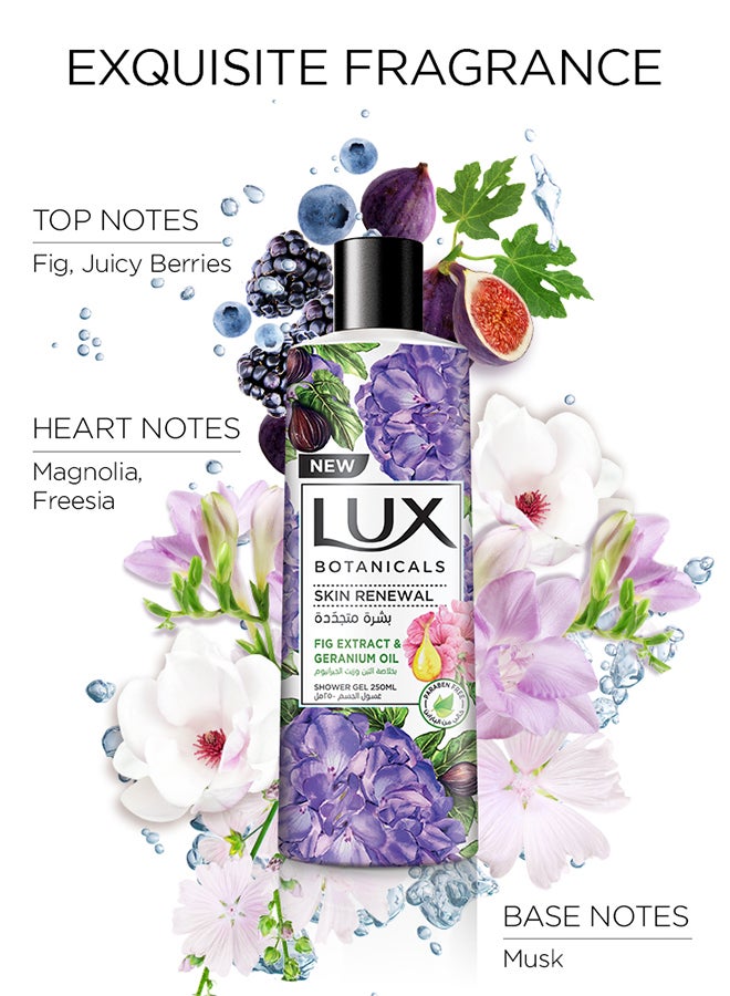 Lux - Botanicals Perfumed Body Wash for Skin Renewal with Fig Extract And Geranium Oil 250ml - Image 1