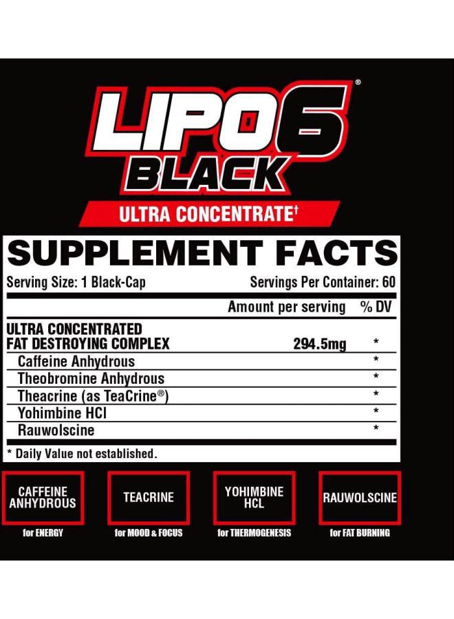 Nutrex Research - Lipo 6 Black Ultra Concentrate Supplement - 60 Capsules - Image 1