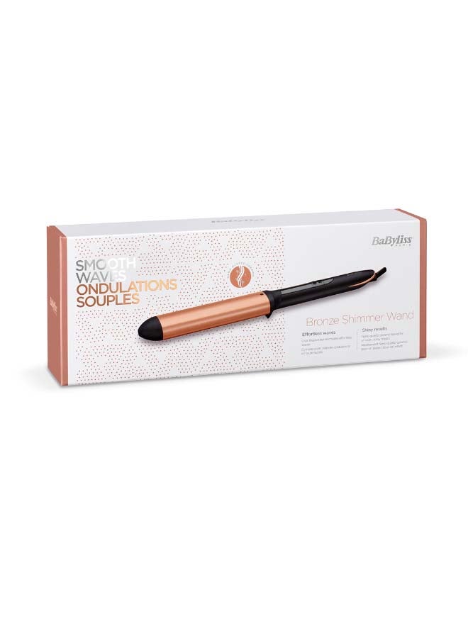 babyliss Bronze Shimmer Wand​ Curling Iron 6 Heat Settings From 160⁰C Up To 210°C Advanced Nano-Quartz Ceramic Barrel For Effortless Waves 140Mm Long Oval Barrel With Heat Glove - C456SDE, Black Black  - Image 3