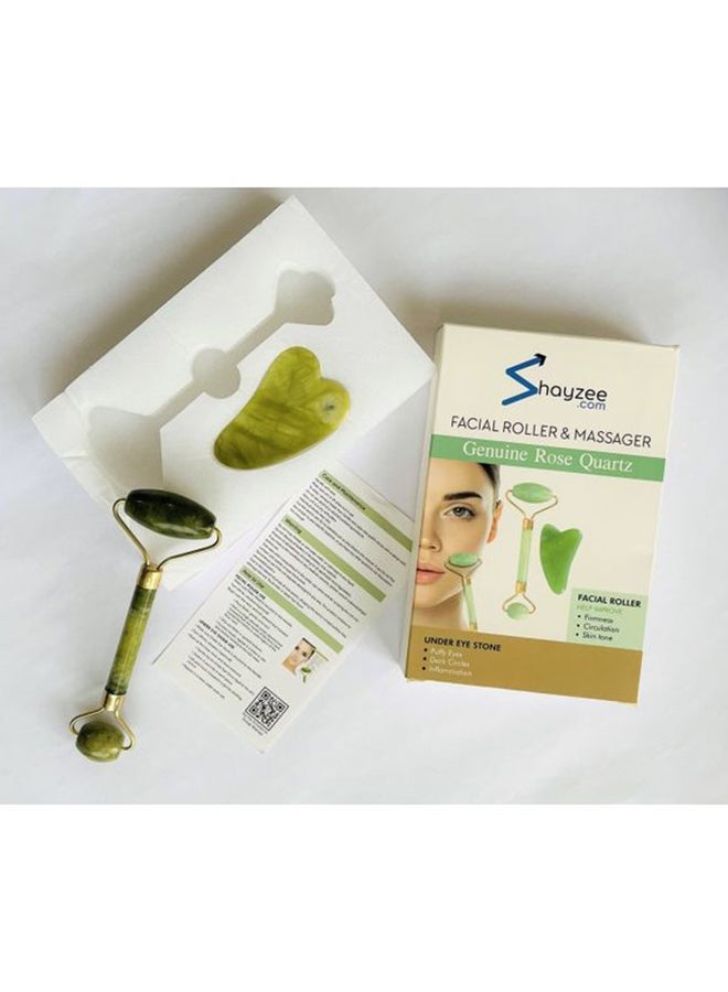 شيزي مجموعة بكرة تدليك دوارة مع أداة للعناية بالوجه من قطعتين أخضر - Image 5