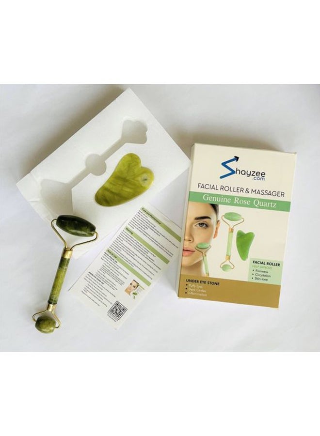 shAyzee Jade Roller Massager With Facial Tool Set Green - Image 5