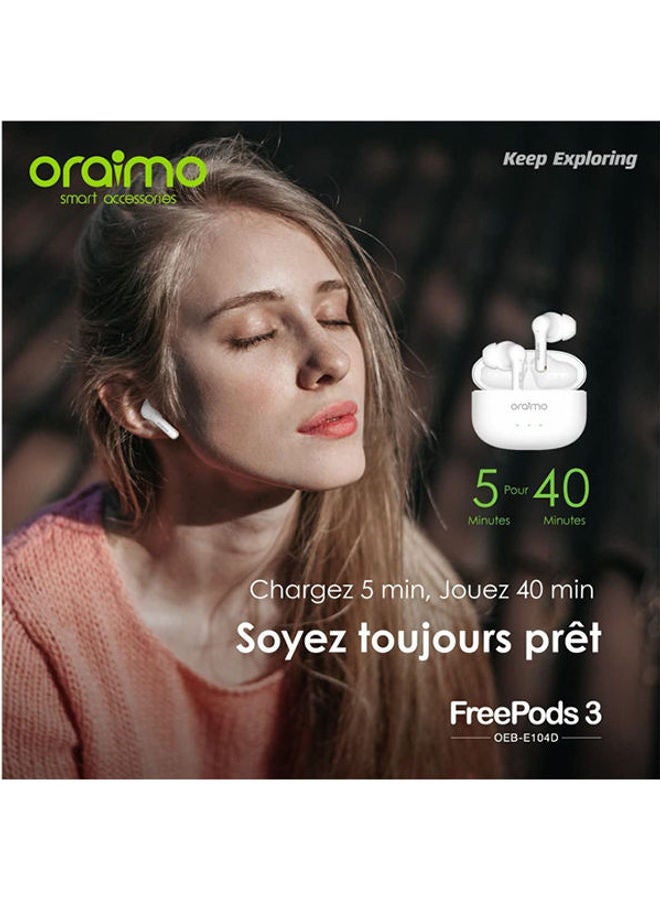 Oraimo - FreePods 3 TWS True Wireless Stereo Earbuds White - Image 1