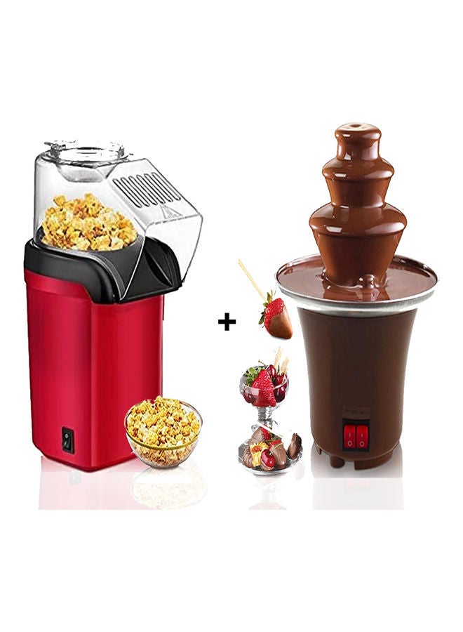 Cyber - 2 In 1 Combo Popcorn Maker And Chocolate Fountain 1200.0 W Popcorn/Choco-Bundle2 Red/Brown - Image 1