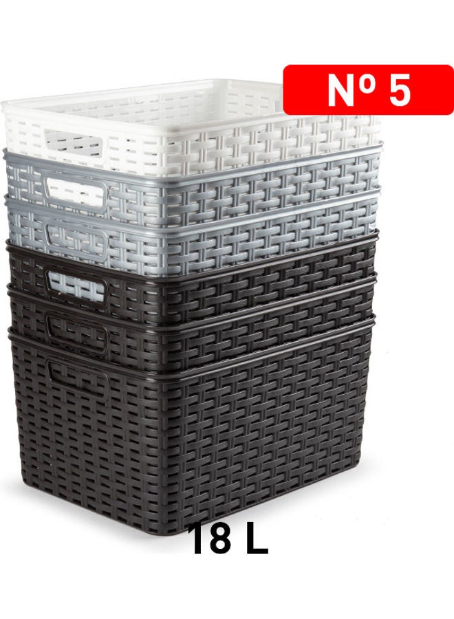 Plastic Forte - PLASTIC FORTE Rattan Basket Rattan Basket wicker 18 L 38 x 28 cm Assorted Color - Image 1