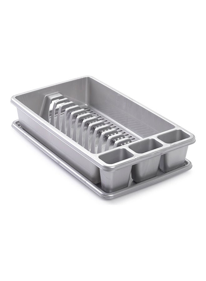 Plastic Forte Rectangular Dish Drainer Medium Silver 45cm - Image 1