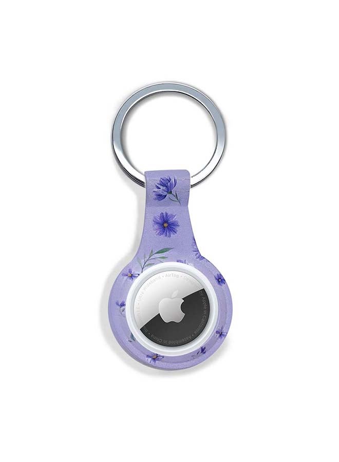 Theodor Silicone Protective Case Cover For Apple Airtags Wireless Tracker With Antilost Keyring Blue Flower  - Image 1