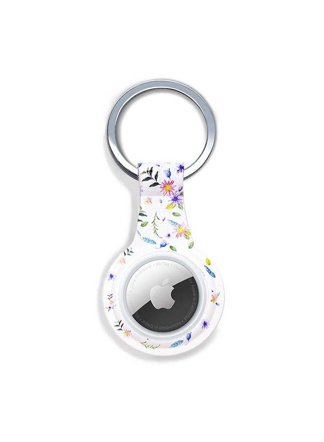 Theodor Silicone Protective Case Cover For Apple Airtags Wireless Tracker With Antilost Keyring Flowers White Background  - Image 1