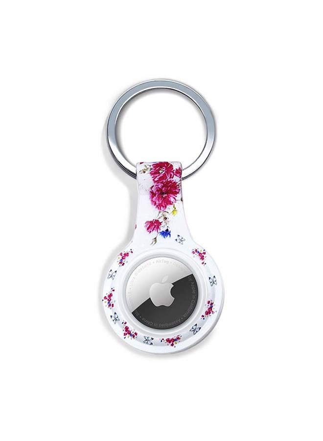 Theodor Silicone Protective Case Cover For Apple Airtags Wireless Tracker With Antilost Keyring Red Flowers  - Image 1