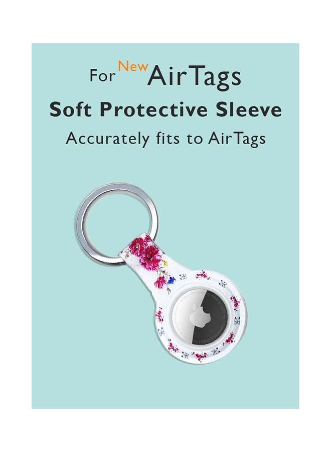 Theodor Silicone Protective Case Cover For Apple Airtags Wireless Tracker With Antilost Keyring Red Flowers  - Image 2
