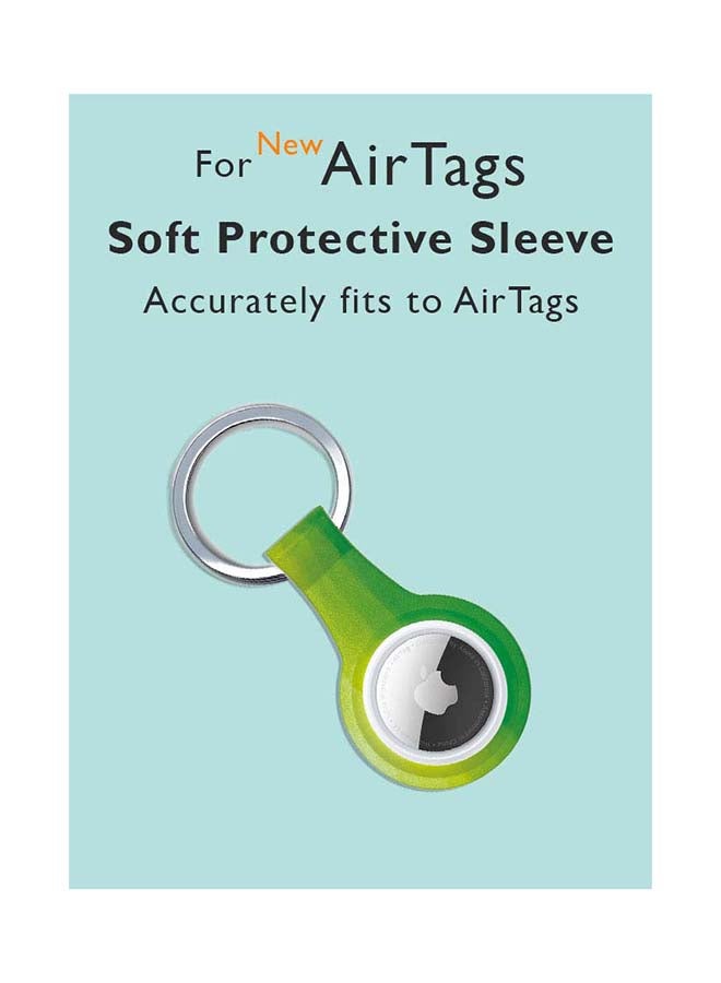 Theodor Silicone Protective Case Cover For Apple Airtags Wireless Tracker With Antilost Keyring Green  - Image 2