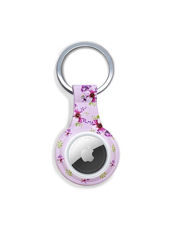 Theodor Silicone Protective Case Cover For Apple Airtags Wireless Tracker With Antilost Keyring Pink Flower  - Image 1