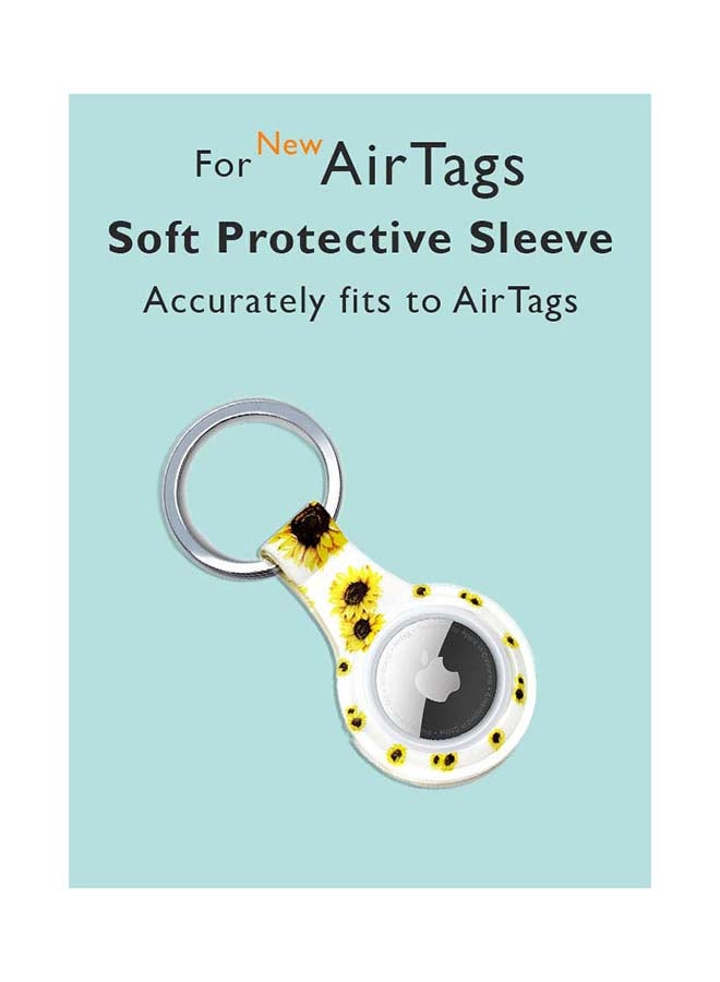 Theodor Silicone Protective Case Cover For Apple Airtags Wireless Tracker With Antilost Keyring Sunflower  - Image 2