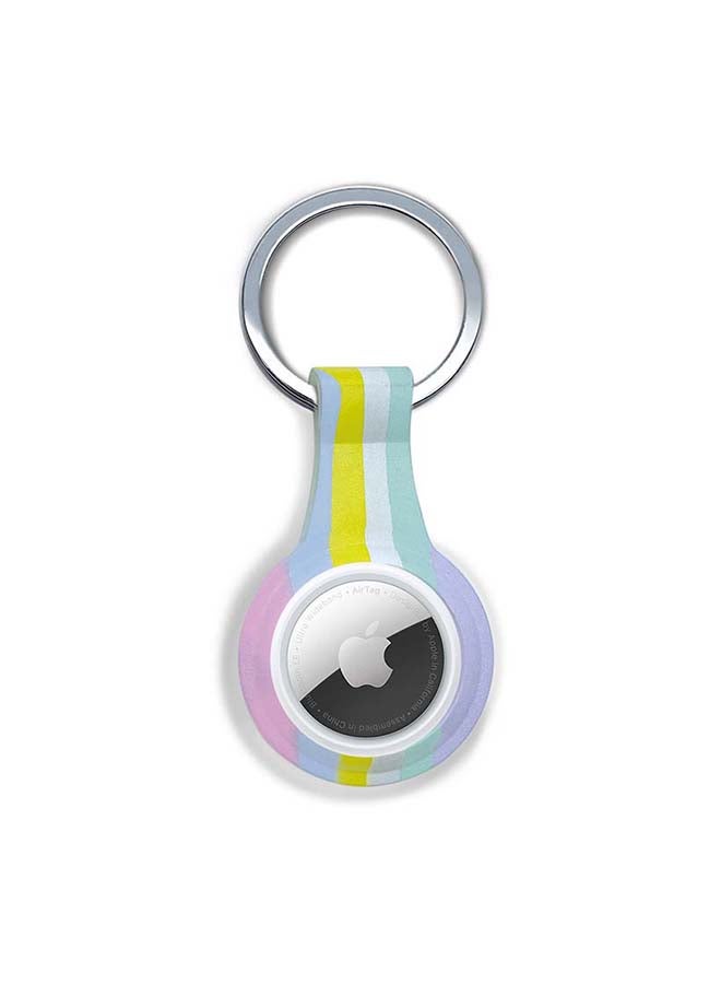 Theodor Silicone Protective Case Cover For Apple Airtags Wireless Tracker With Antilost Keyring Yellow Blue  - Image 1