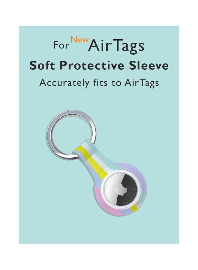 Theodor Silicone Protective Case Cover For Apple Airtags Wireless Tracker With Antilost Keyring Yellow Blue  - Image 2