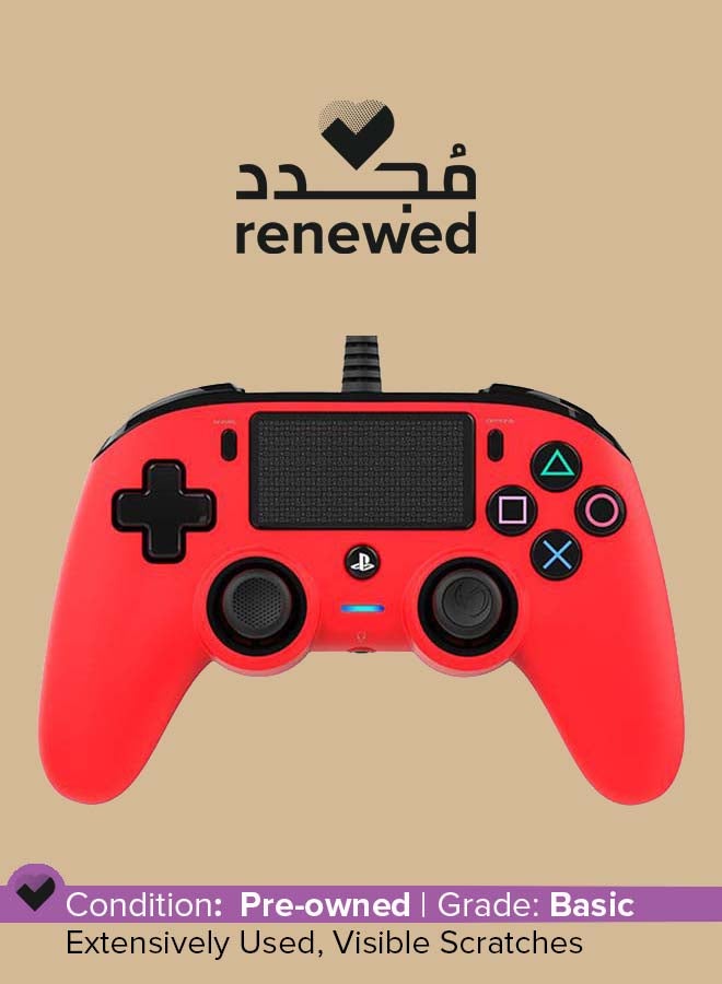nacon Renewed - Wired Compact Controller For PlayStation 4 Red - Image 1
