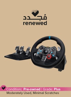 Logitech Renewed - Driving Force Racing With Leather Cover Steering Wheel and Real Force Stainless Steel Floor Paddle Shifters For PS5/PS4/PS3/PC/Mac Black  - Image 1