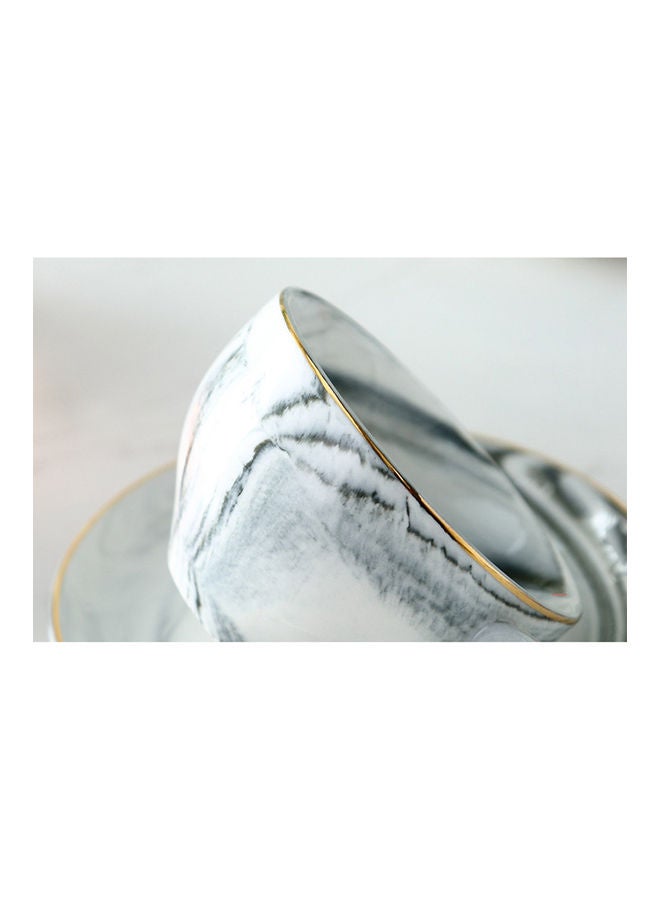 Sharpdo - 6-Piece Pink Marble Design Coffee Cups And Saucers Set Grey 140ml - Image 1