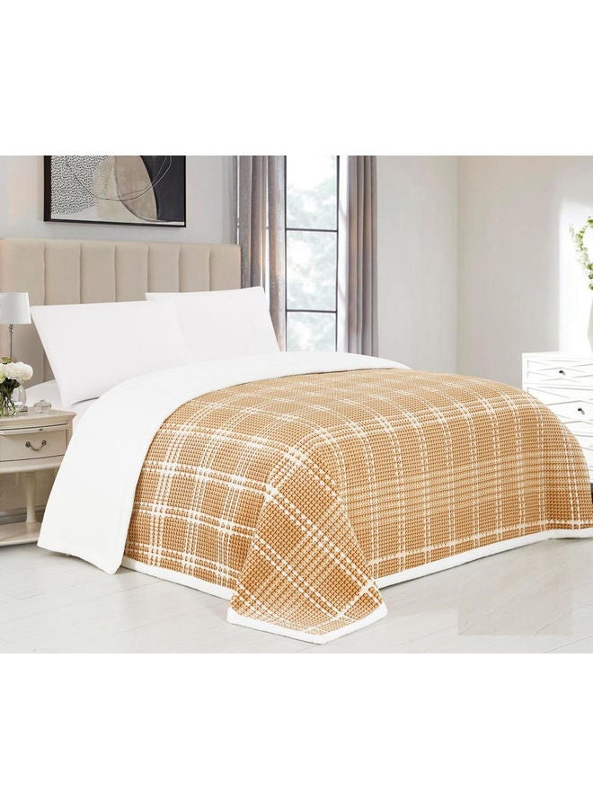 Hours Soft Blanket Velvet Beige/White King Size 200x220 cm