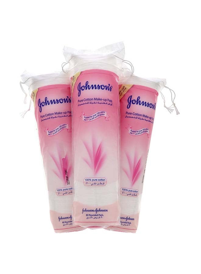 Johnson's Pure Cotton Make-Up Pack of 3 -80 Pads  - Image 1