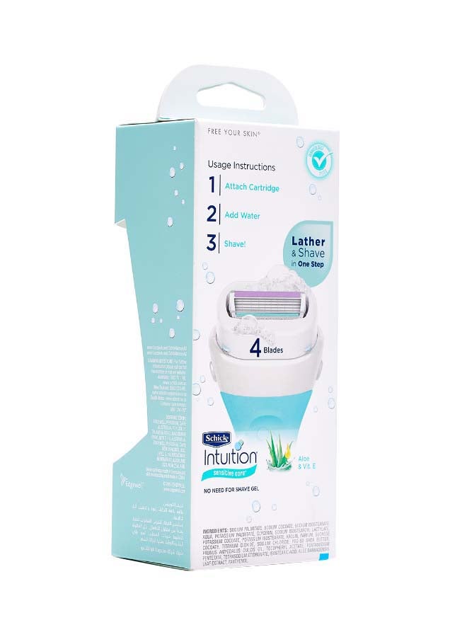 schick - Intuition Sensitive Care Razor With Blade Set Green 10grams - Image 1
