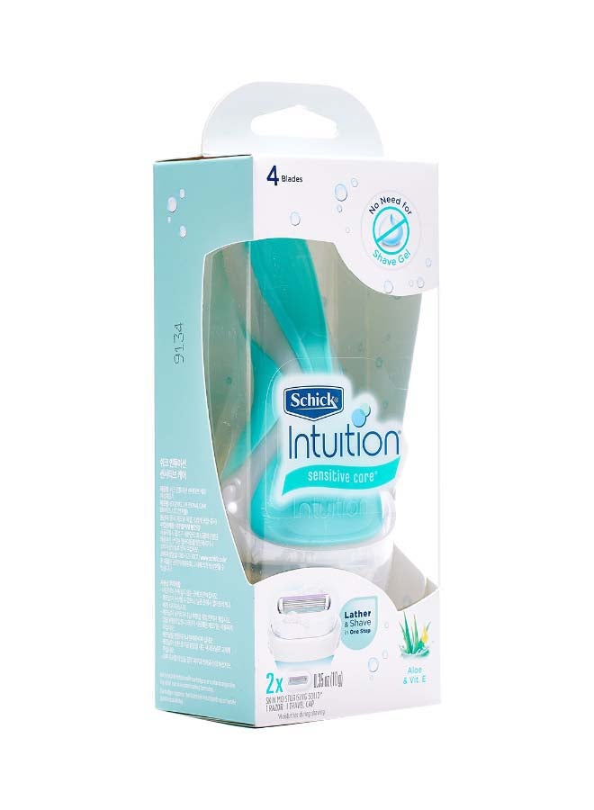 schick - Intuition Sensitive Care Razor With Blade Set Green 10grams - Image 1