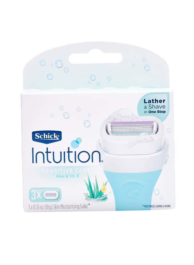 schick - Intuition Sensitive Care Razor With 3-Blades Blue/White 10grams - Image 1