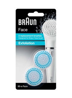 BRAUN 80E Replacement Face Exfoliation Brush Head Set - 2-Piece White/Blue  - Image 2