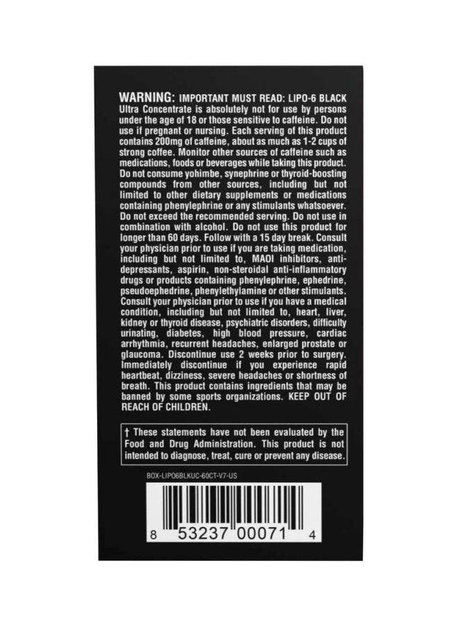 Nutrex Research - Lipo 6 Black Ultra Concentrate Supplement - 60 Capsules - Image 1