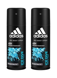 Adidas Ice Dive Deodorant Body Spray Black 2x150ml  - Image 1