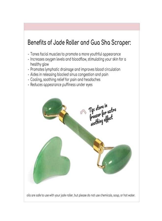 Generic - 2-Piece Jade Roller Massager With Facial Tool Set Green - Image 1
