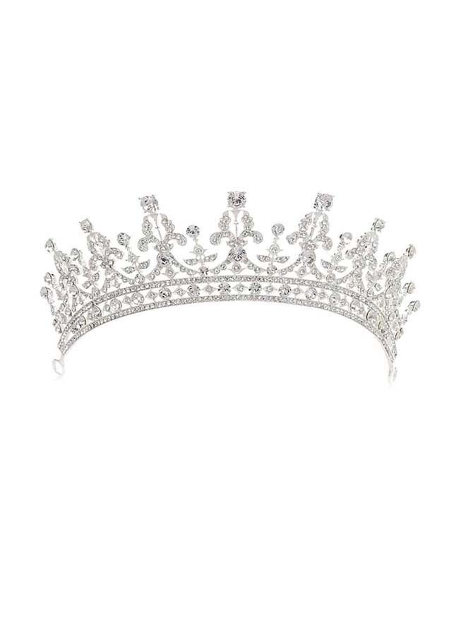 Generic Royal Wedding Crystal Crown Silver 10.6 x 4.7 x 2.1inch  - Image 1