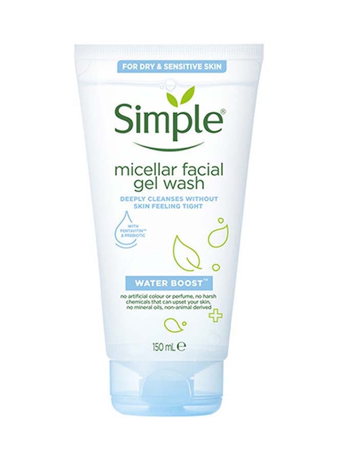 simple Waterboost Face Wash For Sensitive Skin Micellar Deeply Cleanses Skin 150ml - Image 1