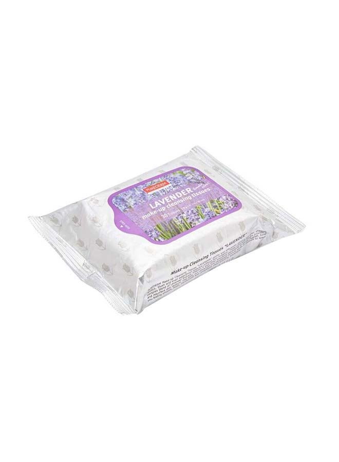 بيور ديرم عبوة مناديل لتنظيف المكياج بخلاصة اللافندر، عدد 30 منديلاً - Image 1