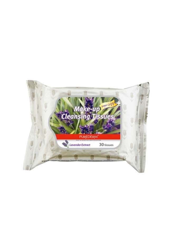 بيور ديرم عبوة مناديل لتنظيف المكياج بخلاصة اللافندر، عدد 30 منديلاً - Image 2