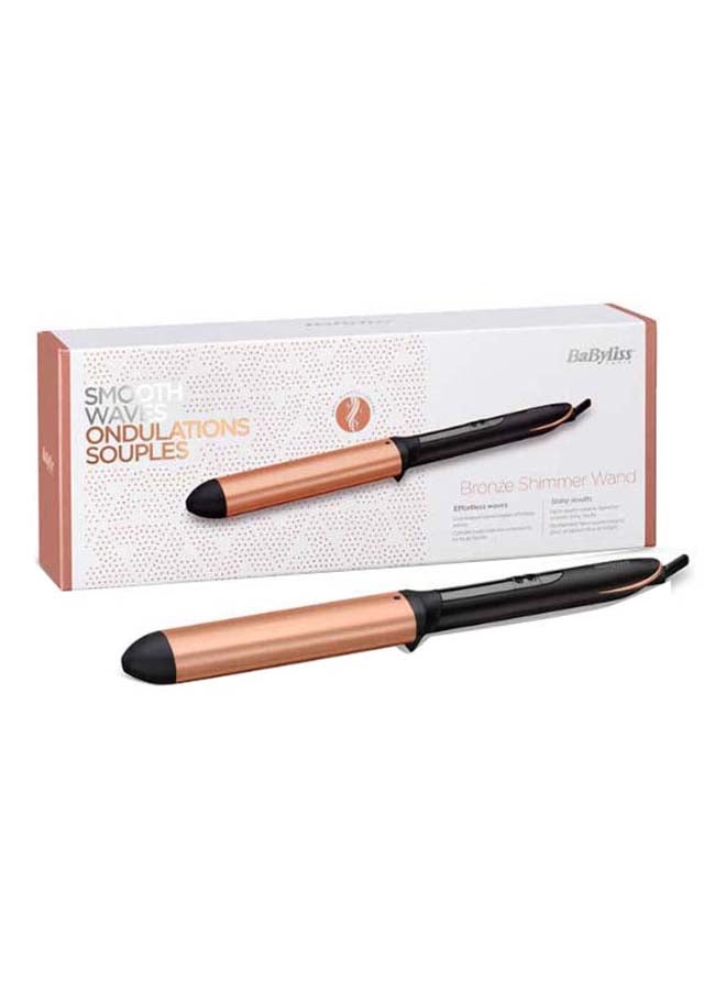 babyliss Bronze Shimmer Wand​ Curling Iron 6 Heat Settings From 160⁰C Up To 210°C Advanced Nano-Quartz Ceramic Barrel For Effortless Waves 140Mm Long Oval Barrel With Heat Glove - C456SDE, Black Black  - Image 2