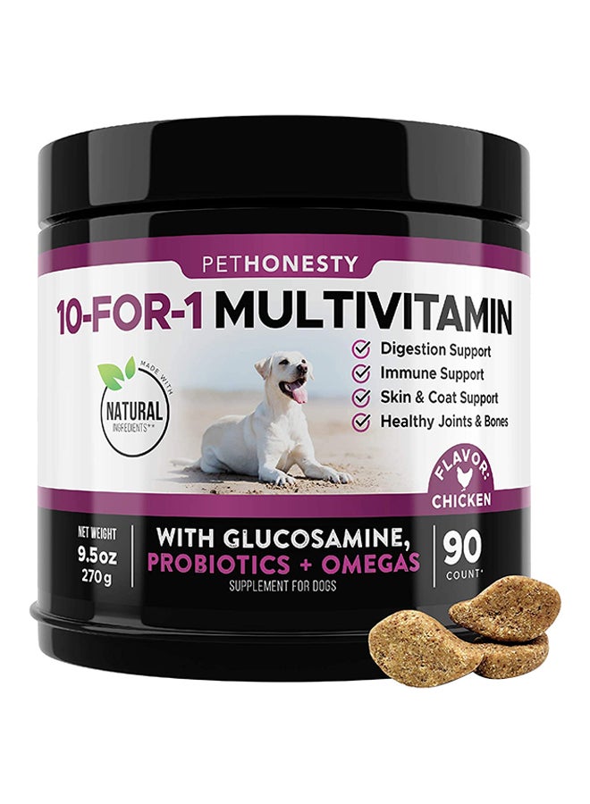 10 For 1 Multivitamin With Glucosamine Duck Flavour 90 Count Multicolour 270grams