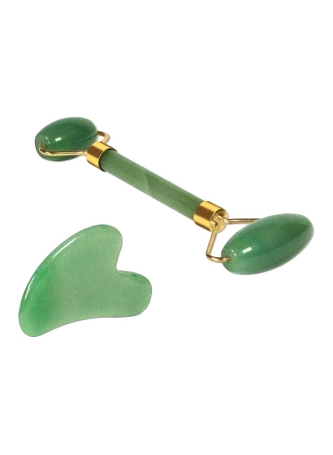 شيزي مجموعة بكرة تدليك دوارة مع أداة للعناية بالوجه من قطعتين أخضر - Image 1