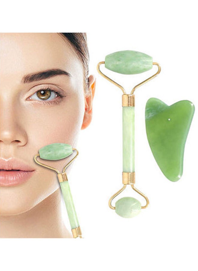 شيزي مجموعة بكرة تدليك دوارة مع أداة للعناية بالوجه من قطعتين أخضر - Image 2
