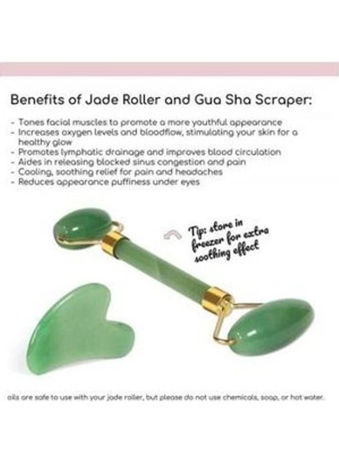 shAyzee Jade Roller Massager With Facial Tool Set Green - Image 2