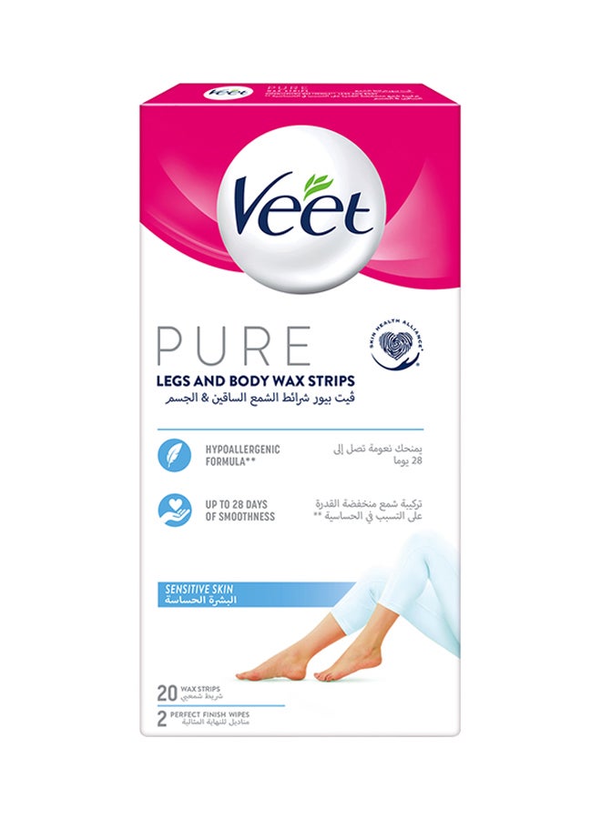 Veet Pure Legs And Body Wax Strips 20 Strips  - Image 1