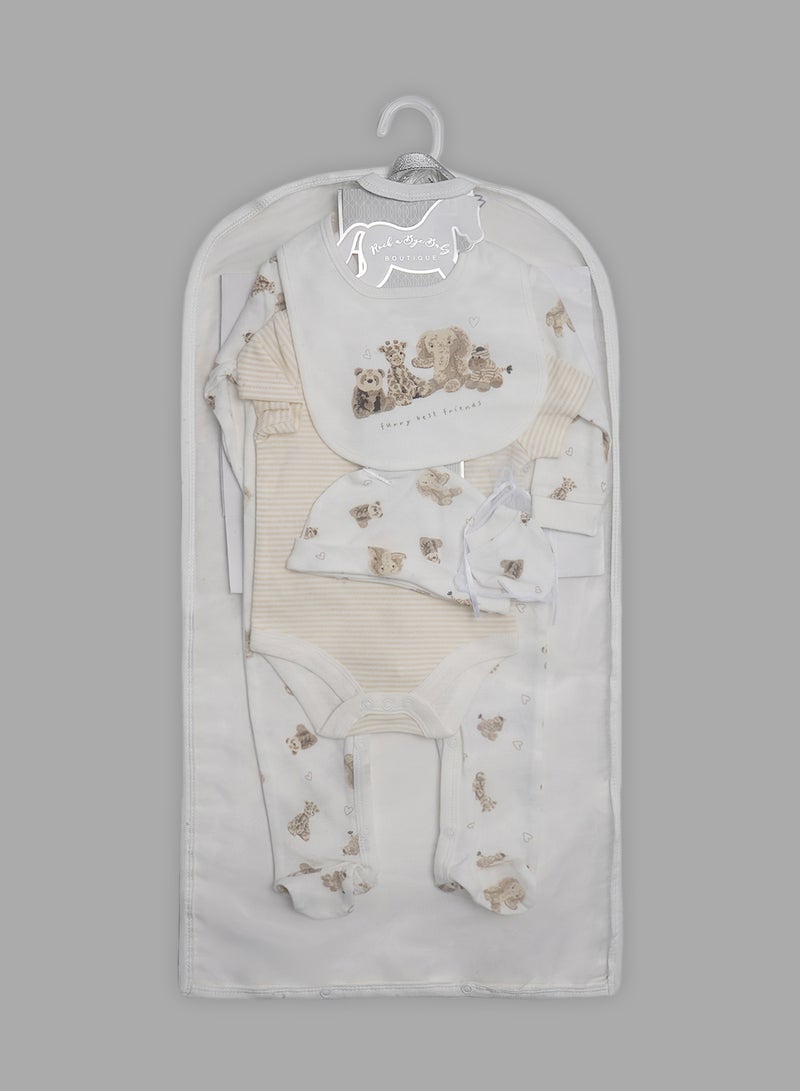 Rock-A-Bye Baby Boutique - 5 Piece Baby Combo Set Cream - Image 1
