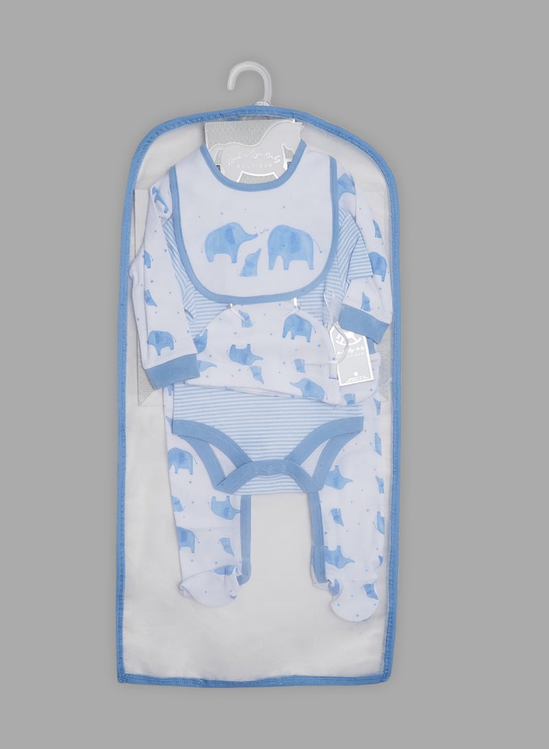 5 Piece Baby Combo Set White/Blue