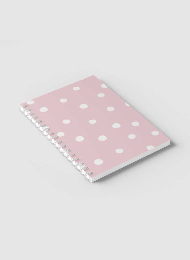 LOWHA - Spiral Notebook for School or Business Note Taking with 60 Sheets White Dots Pattern in Pink Multicolour - Image 1