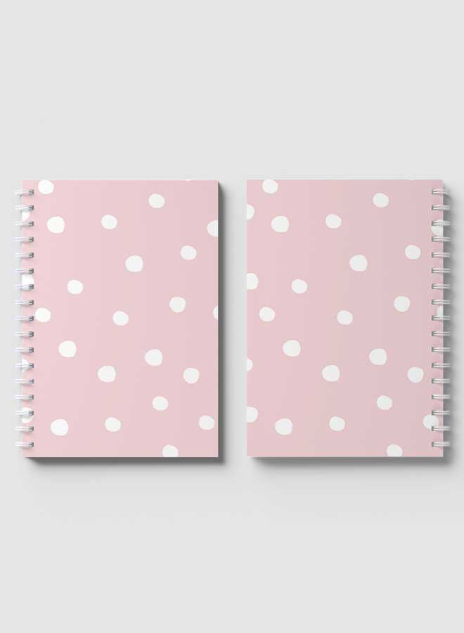 LOWHA - Spiral Notebook for School or Business Note Taking with 60 Sheets White Dots Pattern in Pink Multicolour - Image 1